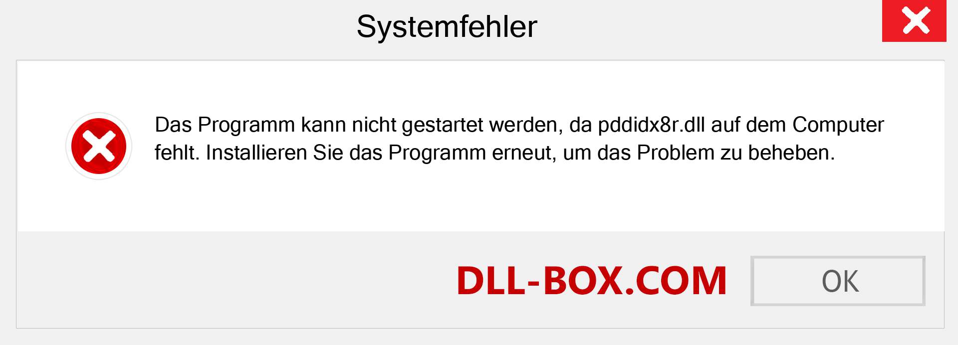 pddidx8r.dll-Datei fehlt?. Download für Windows 7, 8, 10 - Fix pddidx8r dll Missing Error unter Windows, Fotos, Bildern